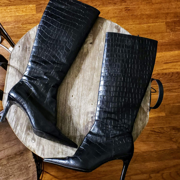 Ralph Lauren Shoes - 🔥Ralph Lauren Alysheya Crocodile Tall Black Boots
